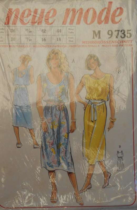 NEUE MODE M 9735 SUMMER DRESS WITH LOWER NECKLINE SIZE 10-18 COMPLETE-UNCUT-F/FOLDED