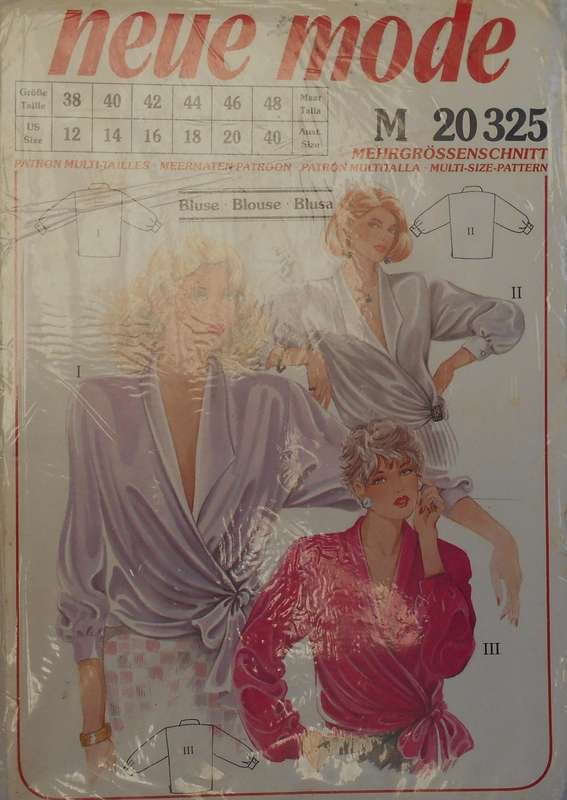 NEUE MODE M 20 325 SIDE WRAP BLOUSESIZE 12-40 COMPLETE-UNCUT-F/FOLDED