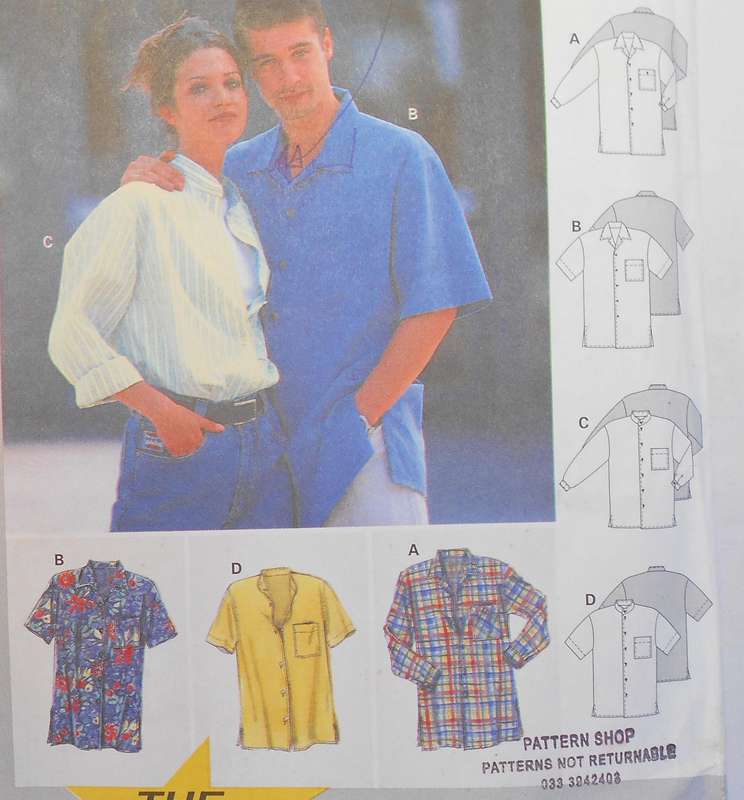 BURDA 3006 UNISEX SHIRT SIZE 12/14 - 24/26 MEN 34/36-46/48 COMPLETE-CUT TO 30/22 OR 42/44