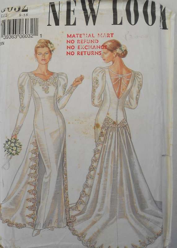 NEW LOOK PATTERNS 6032 BRIDAL DRESS SIZE 8-18 COMPLETE CUT TO 12