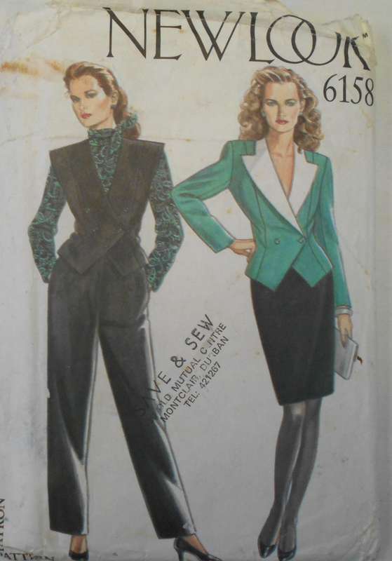 NEW LOOK PATTERNS 6158 JACKET-WAISTCAOT-SKIRT-PANTS SIZE 8-18 NO JACKET PATTERN SUPPLIED