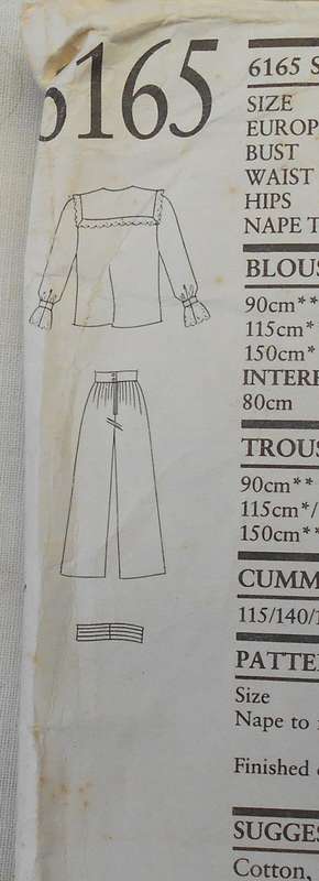 NEW LOOK PATTERNS 6165 PANTS SIZE 8-18 NO BLOUSE PATTERN SUPPLIED NO SEWING INS