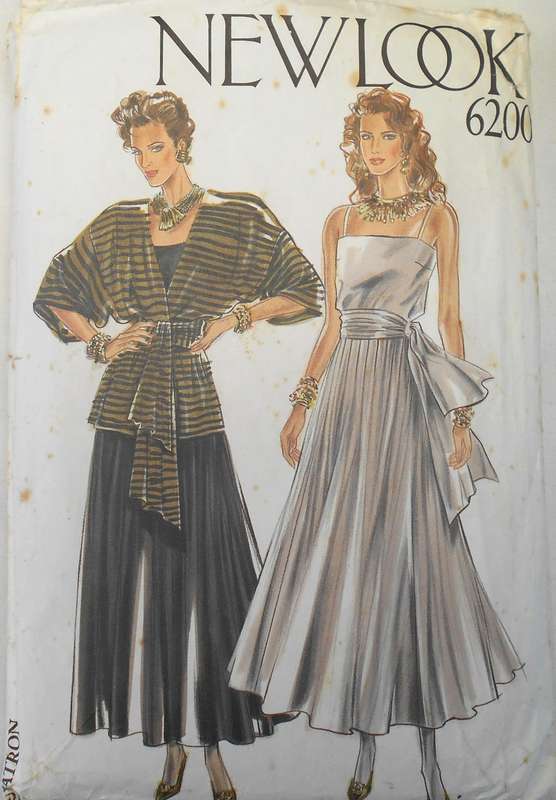 NEW LOOK PATTERNS 6200 SHOESTRING STRAP DRESS-SASH- CARDIGAN/JACKET SIZE 8-18 COMPLETE-PART CUT 18