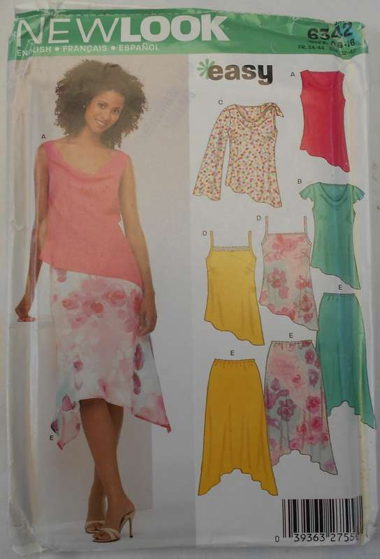NEW LOOK PATTERNS 6542 ASYIMETIC TOPS & SKIRTS SIZE 6-16 COMPLETE-UNCUT-F/FOLDED