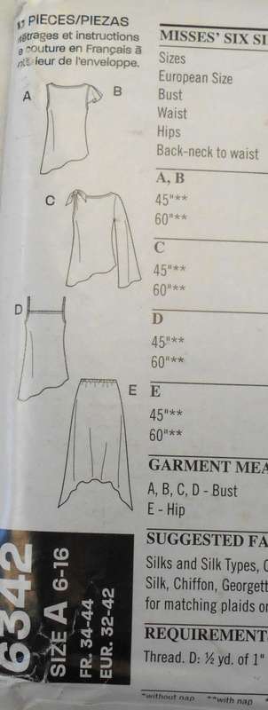 NEW LOOK PATTERNS 6542 ASYIMETIC TOPS & SKIRTS SIZE 6-16 COMPLETE-UNCUT-F/FOLDED