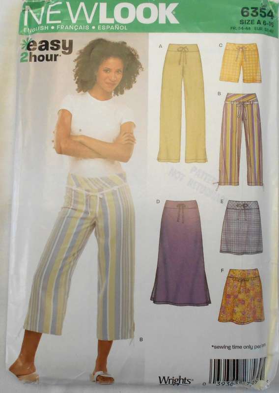 NEW LOOK PATTERNS 6354 PANTS & SKIRTS SIZE 6-16 COMPLETE-CUT TO 16