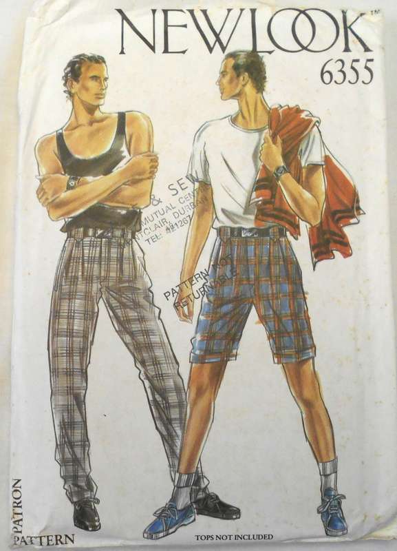 NEW LOOK PATTERNS 6355 MENS PANTS & SHORTS SIZE 30-39 COMPLETE-CUT TO 39