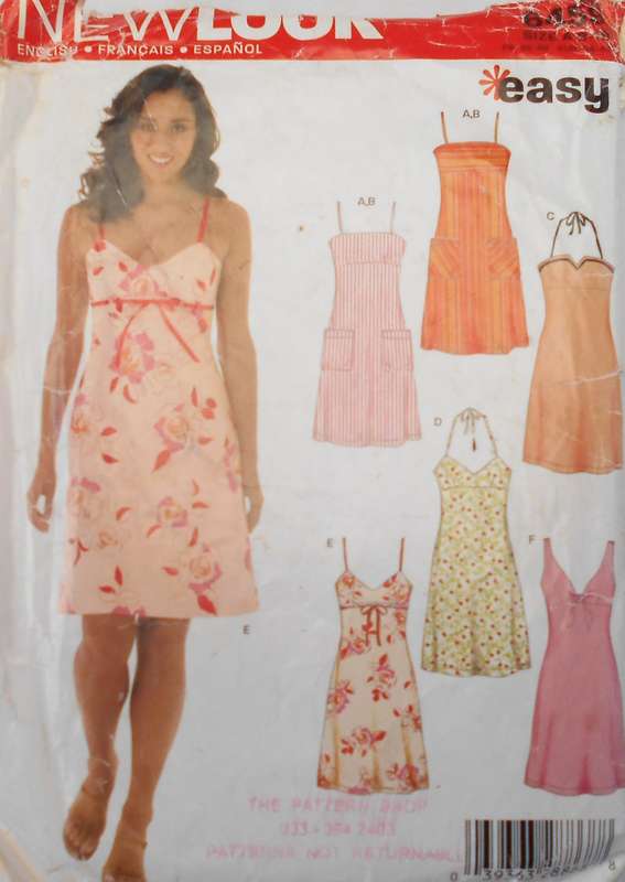 NEW LOOK PATTERNS 6459 HIGH BODICE SHOESTRING DRESSES SIZE 8-18 COMPLETE-CUT TO 14