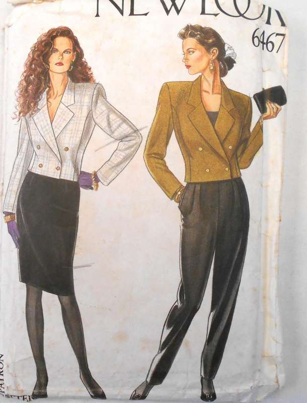 NEW LOOK PATTERNS 6467 SHORT DBL BREAST JACKET & PANTS SIZE 8-18 COMPLETE-CUT TO 10/12