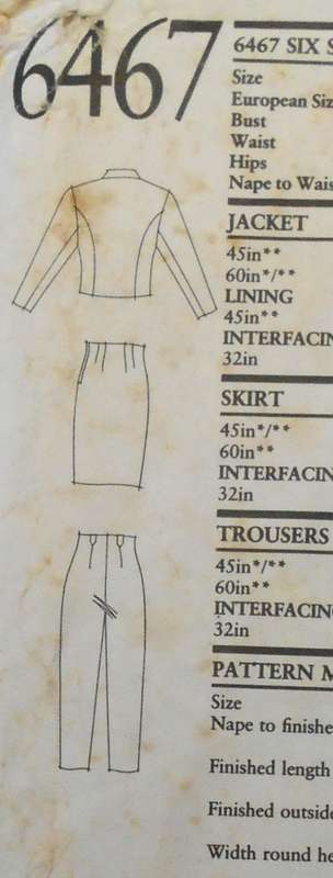 NEW LOOK PATTERNS 6467 SHORT DBL BREAST JACKET & PANTS SIZE 8-18 COMPLETE-CUT TO 10/12
