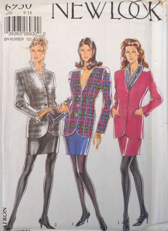 NEW LOOK PATTERNS 6930 PANELLED JACKET & SKIRT SIZE 8-18 COMPLETE-UNCUT-F/FOLDED