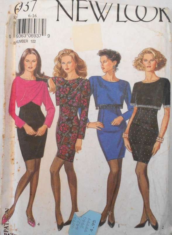 NEW LOOK PATTERNS 6937 HIGH WAIST DRESS WITH OVER TOP SIZE 6-16 COMPLETE-UNCUT-F/FOLDED