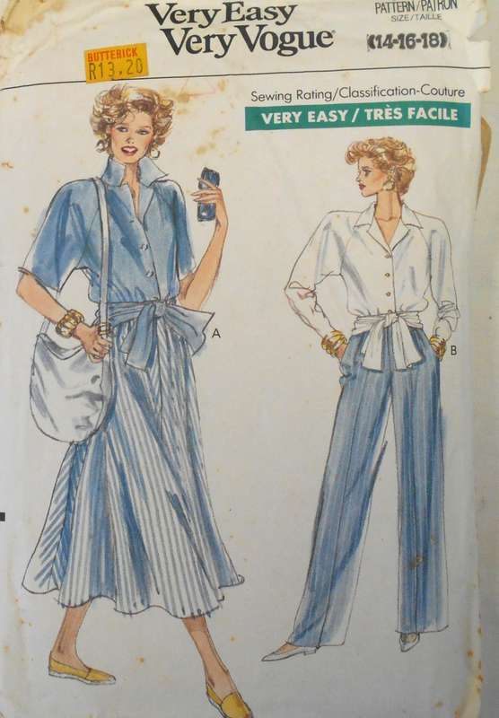 VOGUE 7453 TOP-SKIRT-PANTS SIZE 14-16-18 COMPLETE-CUT TO 18