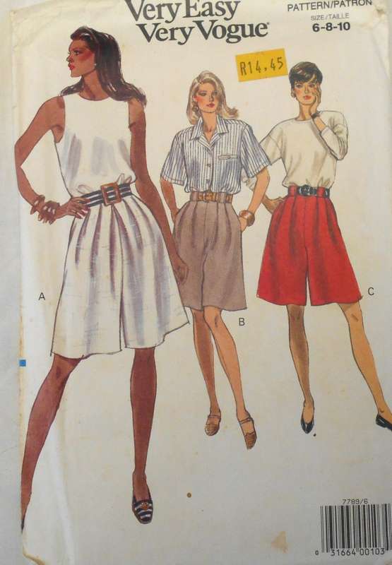 VOGUE 7789 SET OF SHORTS SIZE 6-8-10 COMPLETE-UNCUT-F/FOLDED