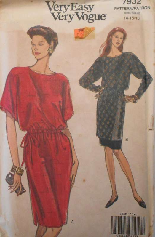 VOGUE 7932 DRESS-TUNIC-SKIRT SIZE 14-16-18 COMPLETE-UNCUT-F/FOLDED