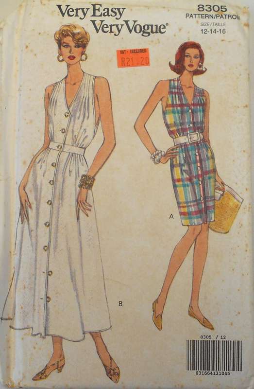 VOGUE 8305 FRPNT BUTTON BLOUSON DRESS SIZE 12-14-16 COMPLETE-UNCUT-F/FOLDED