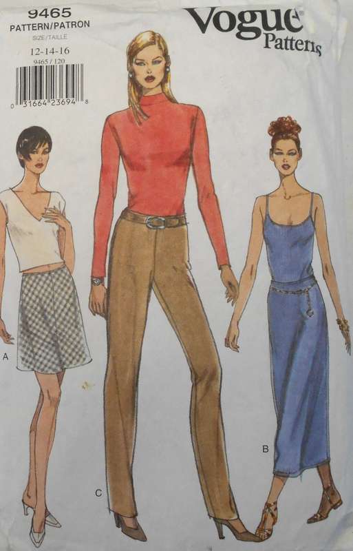 VOGUE 9465 PANTS & SKIRTS SIZE 12-14-16 COMPLETE-CUT TO 16