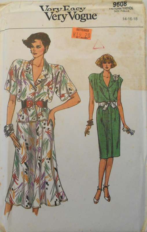 VOGUE 9608 DRESS-TOP-SKIRT SIZE 14-16-18 COMPLETE-UNCUT-F/FOLDED