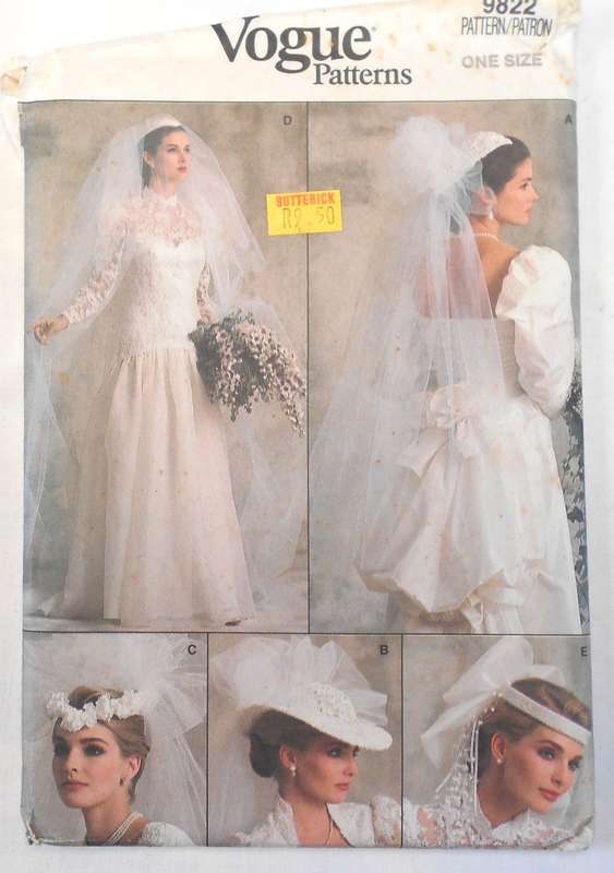 VOGUE 9822 VEIL & HEADPIECE ONE SIZE COMPLETE-UNCUT-F/FOLDED