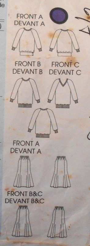 VOGUE 9864 TOP & SKIRT SIZE 12-14-16 - NO SEWING INSTRUCTIONS