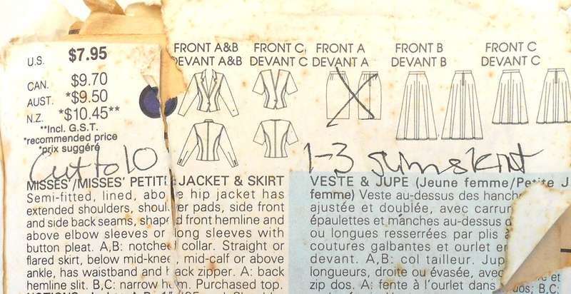 VOGUE 9977 JACKET & SKIRT SIZE 6-8-10 -CUT TO 10- NO SLIM SKIRT PATTERN
