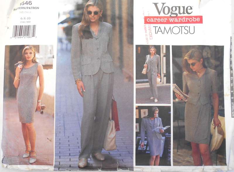 VOGUE CAREER 1546 JACKET-DRESS-TOP-SKIRT-PANTS SIZE 6-8-10 COMPLETE-UNCUT-F/FOLDED