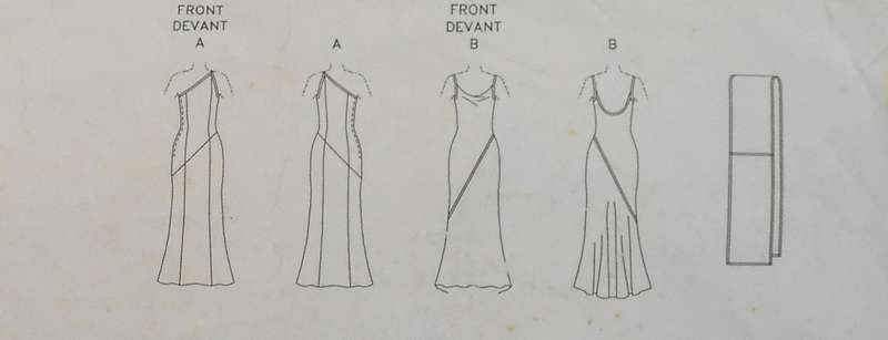 VOGUE 2042 1 CLOSE FITTING SLIGHTLY FLARED DRESS & SCARF SIZE 6-8-10 COMPLETE-PART CUT TO 10