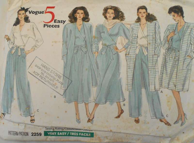 VOGUE 2259 JACKET-TOP-SKIRT & PANTS SIZE 14-16-18 COMPLETE-CUT TO 18