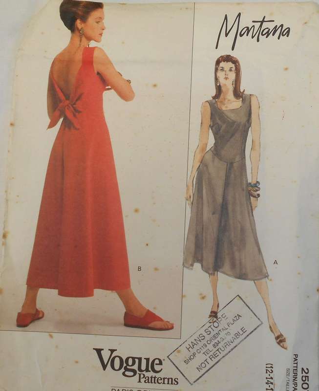 VOGUE 2507 SLEEVELESS DRESS WITH BACK FEATURE - SIZE 12-14-16 COMPLETE-UNCUT-F/FOLDED
