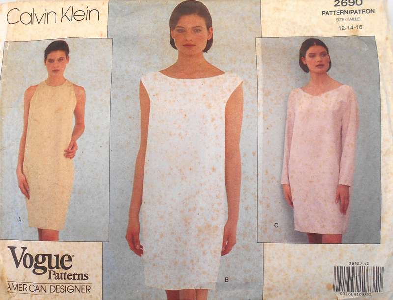 VOGUE 2690  LOOSE FITTING STRAIGHT DRESS - SIZE 12-14-16 VIEW B IS NOT SUPPLIED