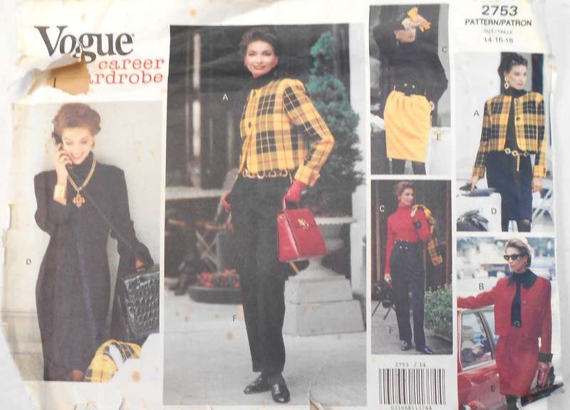 VOGUE 2753 TCAREER WARDROBE JACKET-DRESS-TOP-SKIRT-PANTS - SIZE 14-16-18 COMPLETE-UNCUT-F/FOLDED