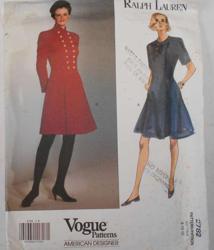 VOGUE 2782 RALPH LAUREN FITTED DRESS - SIZE 8-10-12 COMPLETE-UNCUT-F/FOLDED