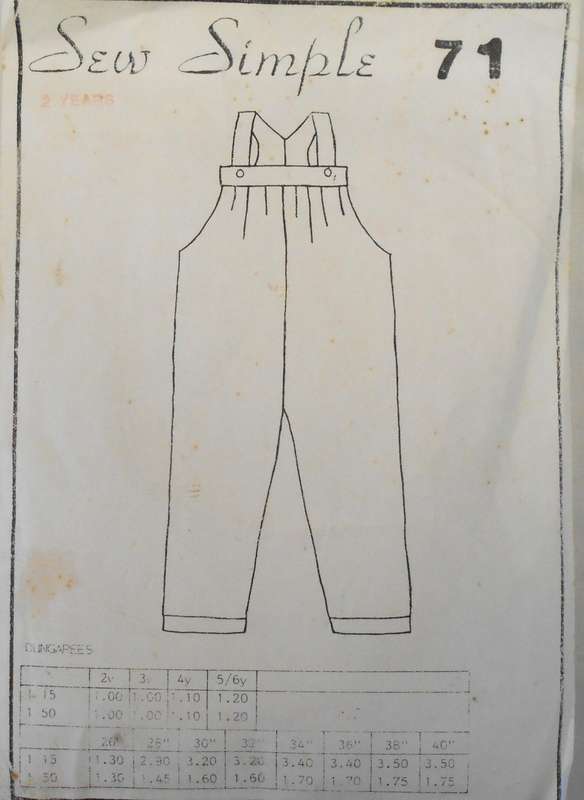 SEW SIMPLE  71 DUNGAGREES SIZE 2 YEARS - NO SEWING INSTRUCTIONS