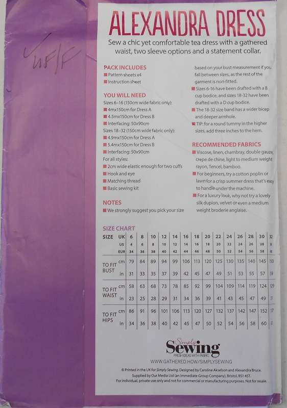 SIMPLY SEWING - ALEXANDER DRESS -  SIZE 6-32 COMPLETE-UNCUT-F/FOLDED-SEALED