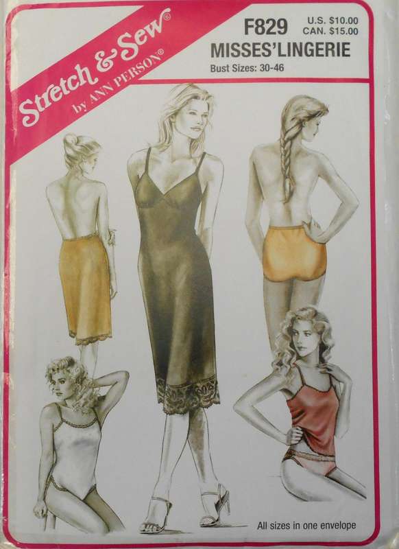 STRETCH & SEW F829 MISSES LINGERIE SIZES BUST 30 - 46  COMPLETE-UNCUT-F/FOLDED