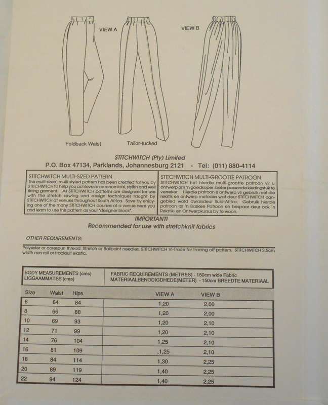 STITCHWITCH M303 SUPER-QUICK PULL ON SLAX SELECTION SIZE 6-22 COMPLETE-UNCUT-NO SEPARATE INST