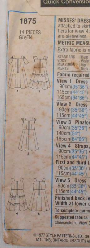 VINTAGE STYLE 1875 DRESS OR PINIAFORE-SIZE 16 BUST 97 CM COMPLETE-UNCUT-F/FOLDED