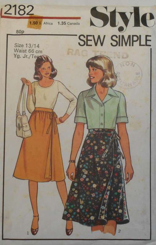 STYLE 2182 WRAP SKIRTS-SIZE 13/14 NO SEWING INSTRUCTIONS OR TIE