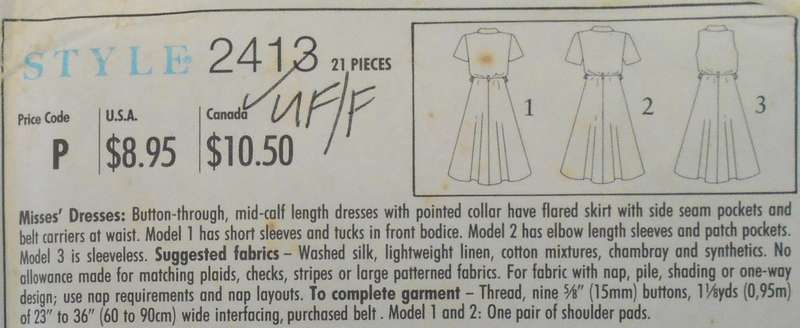 STYLE 2363 FRONT BUTTON DRESSES SIZE 8-18 COMPLETE-UNCUT-F/FOLDED
