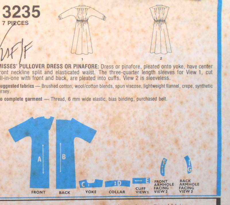 STYLE 3235 PULLOVER DRESS OR PINAFORE SIZE 14 BUST 92 CM COMPLETE-UNCUT-F/FOLDED