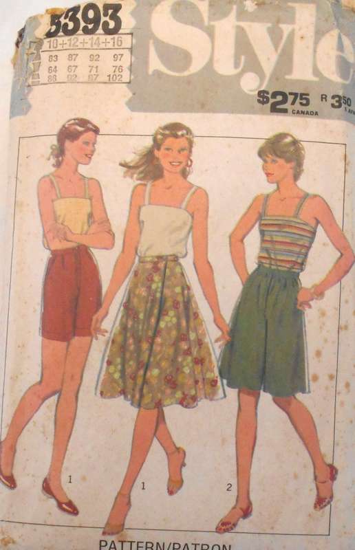 STYLE 3393 TOP-FRONT WRAP SKIRT-CULOTTES-SHORTS SIZE 10-12-14-16 COMPLETE-CUT TO 16