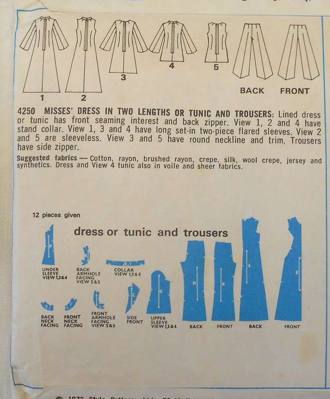 VINTAGE STYLE 4250 DRESS-TUNIC-PANTS SIZE 12 BUST 34 COMPLETE