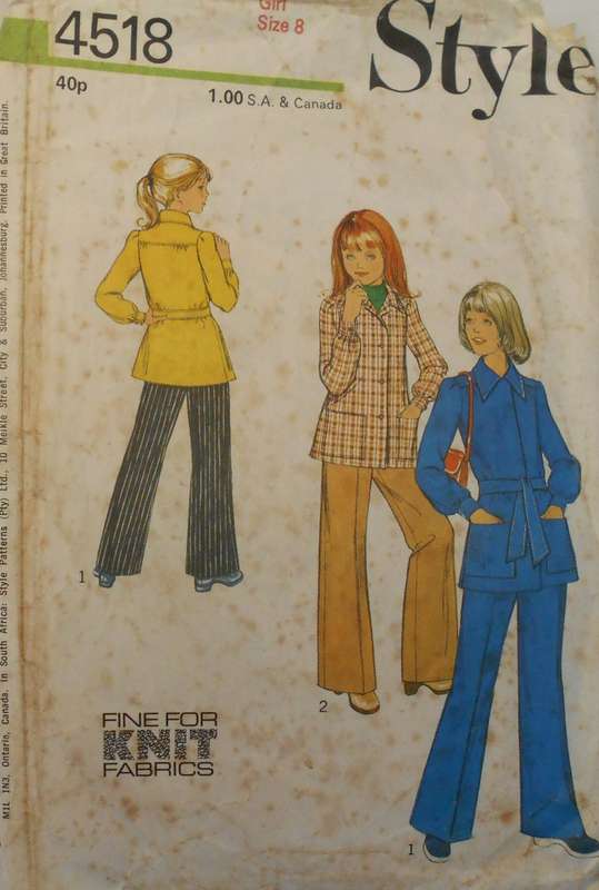 VINTAGE STYLE 4518 GIRLS UNLINED JACKET-PANTS SIZE 8 YEARS COMPLETE