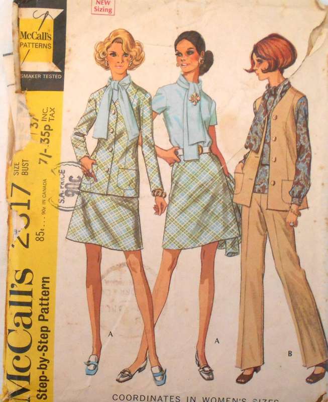 VINTAGE McCALLS 2317 BLOUSE-TOP-JACKET SIZE 16 1/2 BUST 37" NO PANTS SUPPLIED