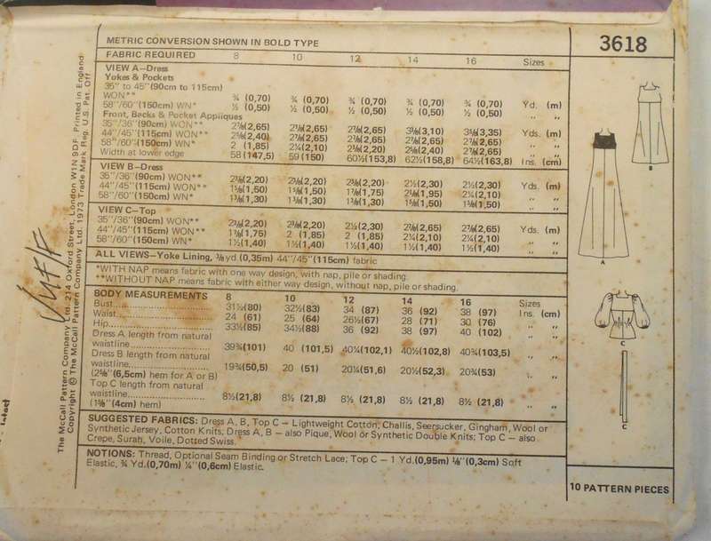 McCALLS 3618 DRESS OR TOP SIZE 16 BUST 38 COMPLETE-UNCUT-F/FOLDED