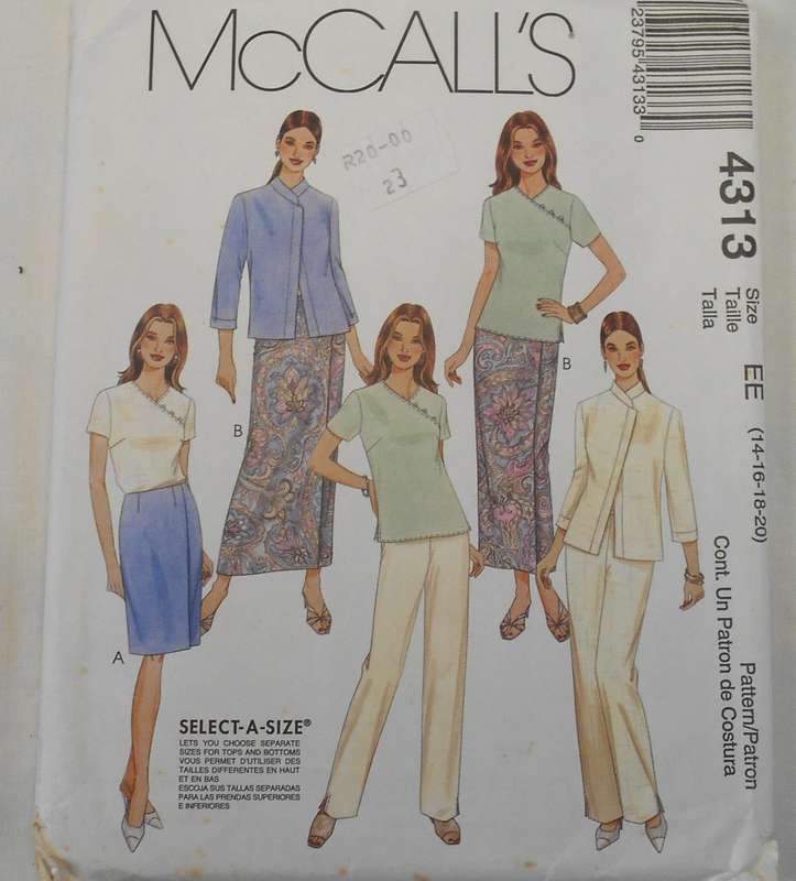 McCALLS 4313 LINED JACKET-TOP-SKIRT-PANTS SIZE 14-16-18-20 COMPLETE-UNCUT-F/FOLDED
