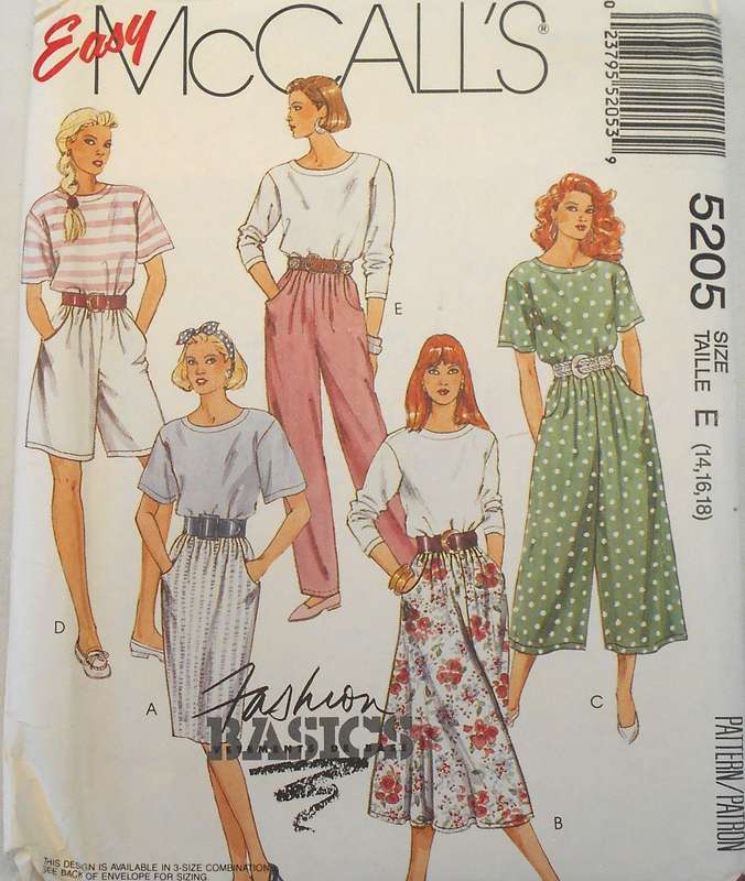 VINTAGE McCALLS 5205 TOPS-SKIRTS-PANTS SIZE 14-16-18 COMPLETE-UNCUT-F/FOLDED