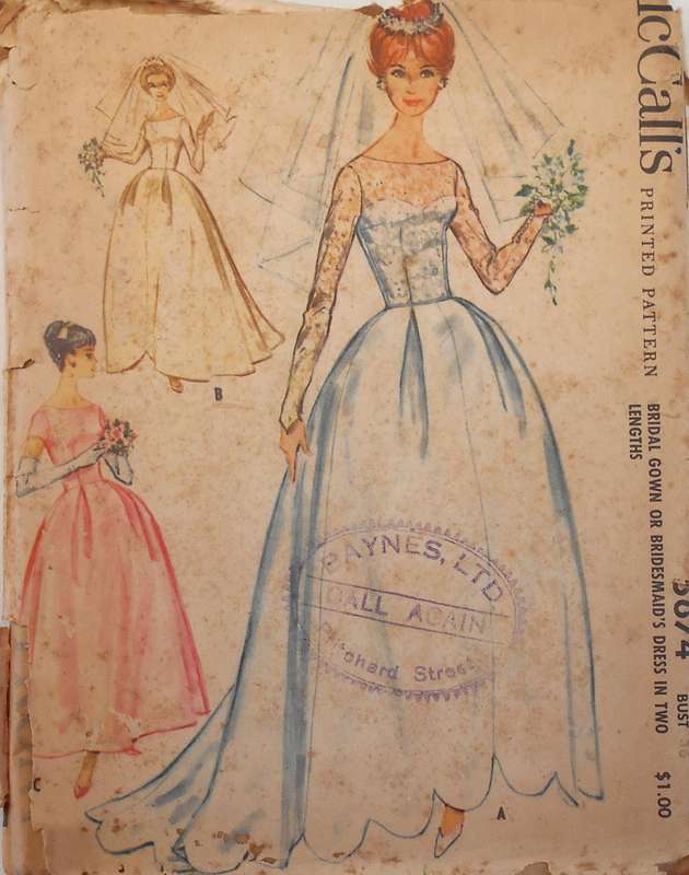 V/VINTAGE McCALLS5674 BRIDAL DRESS OR BRIDESMAID DRESS SIZE 16 BUST 36 COMPLETE-UNCUT-F/FOLDED