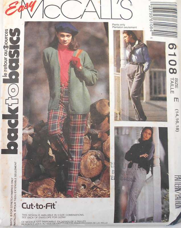 McCALLS 6108 PANTS-STIRRUP PANTS SIZE 14-16-18 COMPLETE-ONLY STRIRRUP PANTS CUT