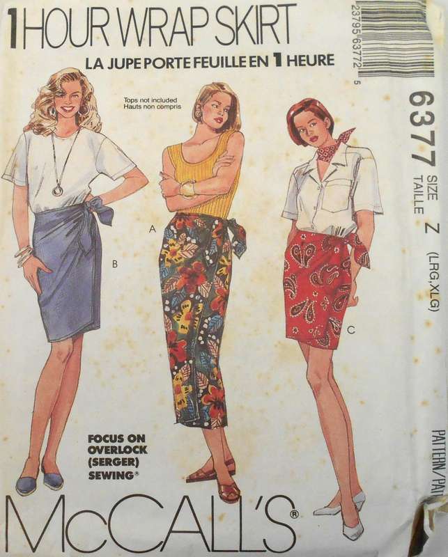 McCALLS 6377 WRAP SKIRT SIZE L-XL COMPLETE-CUT TO XL (20-22)